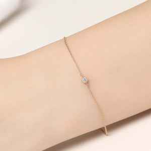 14K Solid Gold Diamond Solitaire Bracelet for Women - Jewelryist