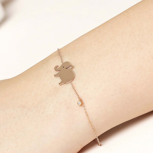 14K Solid Gold Diamond Elephant Charm Bracelet for Women - Jewelryist