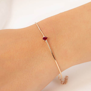 14K Solid Gold Diamond and Ruby Bangle Bracelet for Women - Jewelryist