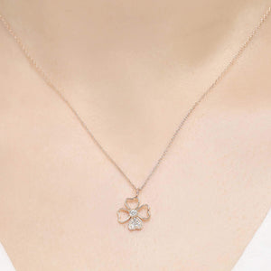 14K Solid Gold Diamond Flower Charm Necklace for Women - Jewelryist