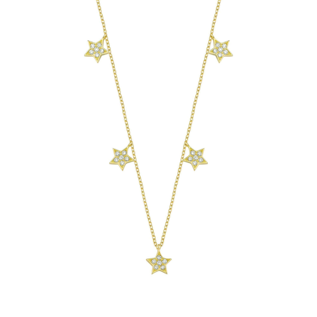 14K Solid Gold Diamond Layering Star Charm Necklace For Women - Jewelryist