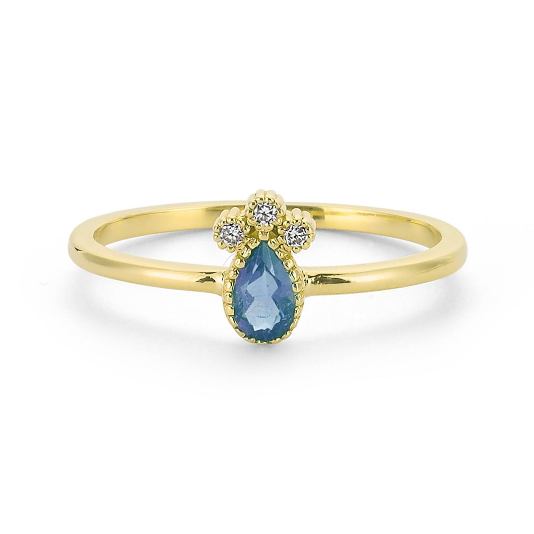 14K Solid Gold Diamond Topaz Ring For Women - Jewelryist