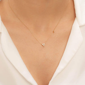14K Solid Gold Diamond Layering Pearl Necklace For Women - Jewelryist