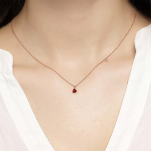 14K Solid Gold Diamond Enamel Heart Necklace For Women - Jewelryist