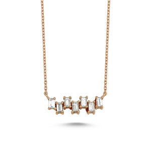 14K Solid Gold Diamond Layering Zig Zag Necklace For Women - Jewelryist