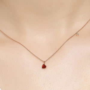 14K Solid Gold Diamond Enamel Heart Necklace For Women - Jewelryist