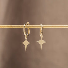 Load image into Gallery viewer, Dainty Gold Starburst Dangle Earrings
