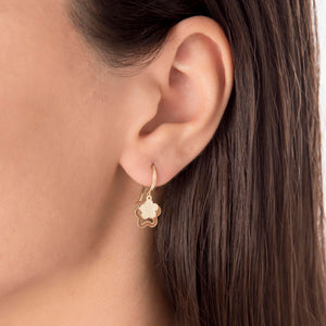 Delicate Clover Charm Earrings with Matte Finish in Gold