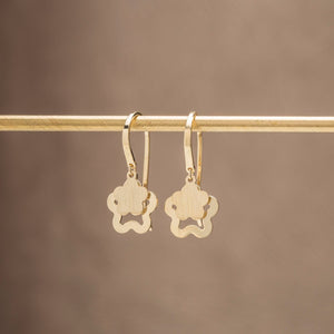 Delicate Clover Charm Earrings with Matte Finish in Gold