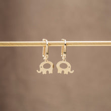 Load image into Gallery viewer, Cute Earrings with Dangle Elephant Charm in Gold

