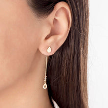 Load image into Gallery viewer, Dainty Long Chain Earrings with Pear Shaped Charm in Gold
