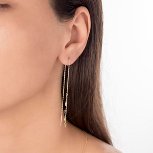 Mini Disc Threader Chain Earrings in 14k Gold