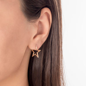 Unique 14k Gold Star Hoop Earrings