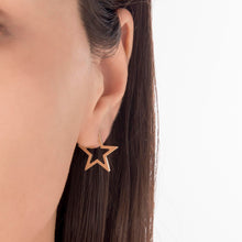 Load image into Gallery viewer, Unique 14k Gold Star Hoop Earrings
