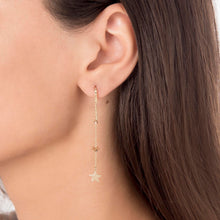 Load image into Gallery viewer, Long Chain Drop Earrings with Star Charm in Yellow Gold
