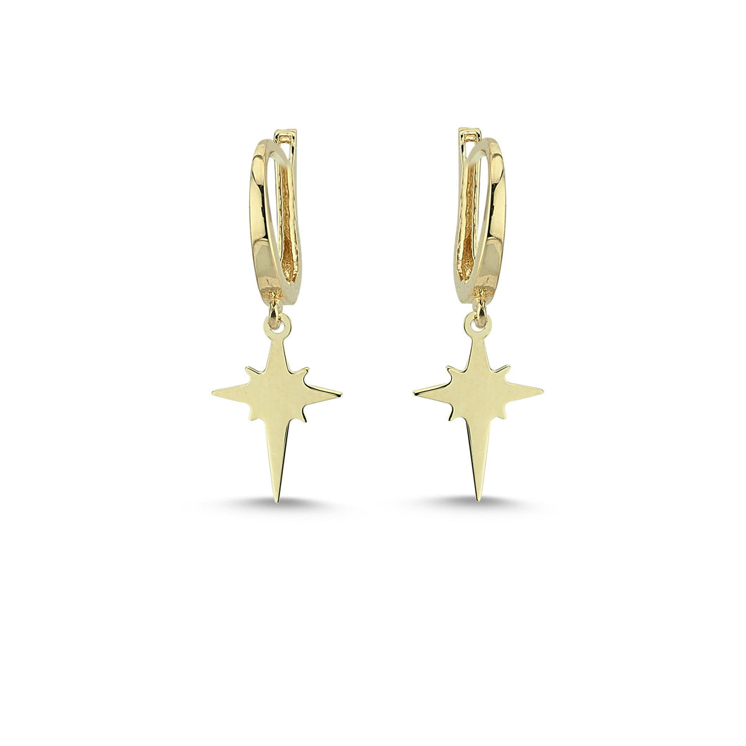 Dainty Gold Starburst Dangle Earrings