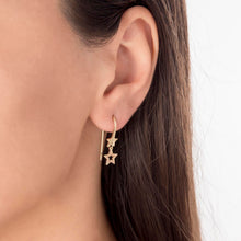 Load image into Gallery viewer, Dainty Dangle Earrings with Tiny Star Charm in Gold
