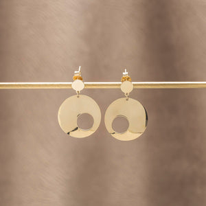 Big Dangle Circle Statement Earrings in Solid Gold