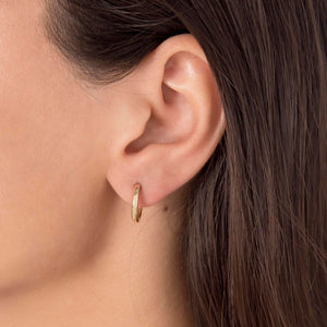 15mm Classic Sleeper Hoop Earrings in Gold