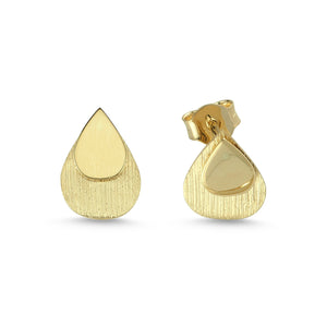 Pear Shaped Statement Stud Earrings in Gold