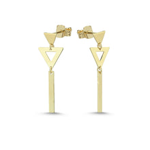 Load image into Gallery viewer, Minimalist Geometric Charm Dangle Earrings in Yellow Gold
