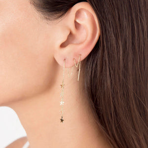 Cute Star Charm Threader Earrings in Solid 14kt Gold