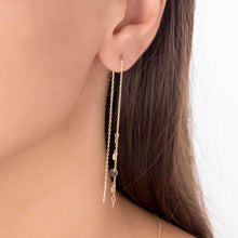 Load image into Gallery viewer, Mini Disc Threader Chain Earrings in 14k Gold
