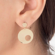 Load image into Gallery viewer, Big Dangle Circle Statement Earrings in Solid Gold
