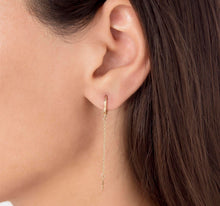 Load image into Gallery viewer, Long Pear Shape Charm Chain Earrings in Solid Yellow Gold

