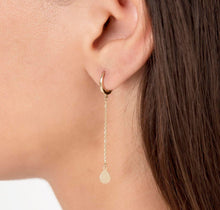 Load image into Gallery viewer, Long Pear Shape Charm Chain Earrings in Solid Yellow Gold
