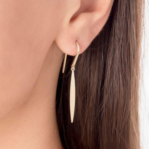 Dangle Spike Charm Earrings in Gold with Matte Finish
