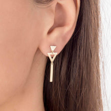 Load image into Gallery viewer, Minimalist Geometric Charm Dangle Earrings in Yellow Gold
