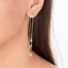 Load image into Gallery viewer, Cute Star Charm Threader Earrings in Solid 14kt Gold
