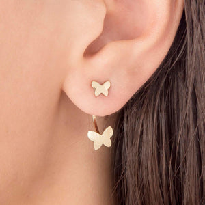Butterfly Front Back Earrings in Real Gold