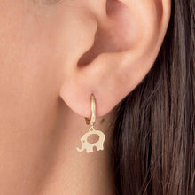 Load image into Gallery viewer, Cute Earrings with Dangle Elephant Charm in Gold

