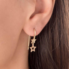 Load image into Gallery viewer, Dainty Dangle Earrings with Tiny Star Charm in Gold

