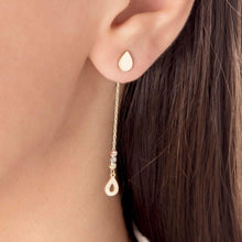 Load image into Gallery viewer, Dainty Long Chain Earrings with Pear Shaped Charm in Gold
