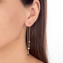 Load image into Gallery viewer, 14kt Real Gold Disc Thredaer Earrings with Turquoise
