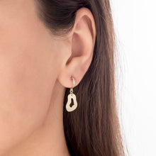 Load image into Gallery viewer, Solid Gold Heart Dangle Earrings with Matte Finish
