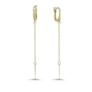 Spike Long Chain Earrings in Gold