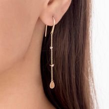 Load image into Gallery viewer, Dangle Pear Charm Earrings with Small Gold Laser Cut Ball
