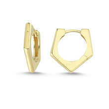 Load image into Gallery viewer, 14mm Pentagon Endless Hoop Earrings in Real Yellow Gold
