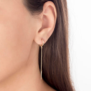Spike Long Chain Earrings in Gold
