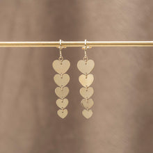 Load image into Gallery viewer, 14k Solid Gold Heart Dangle Drop Earrings
