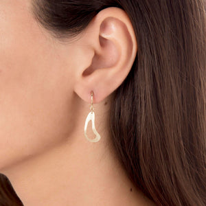 Matte Charm Dangle Drop Earrings in 14k Solid Gold