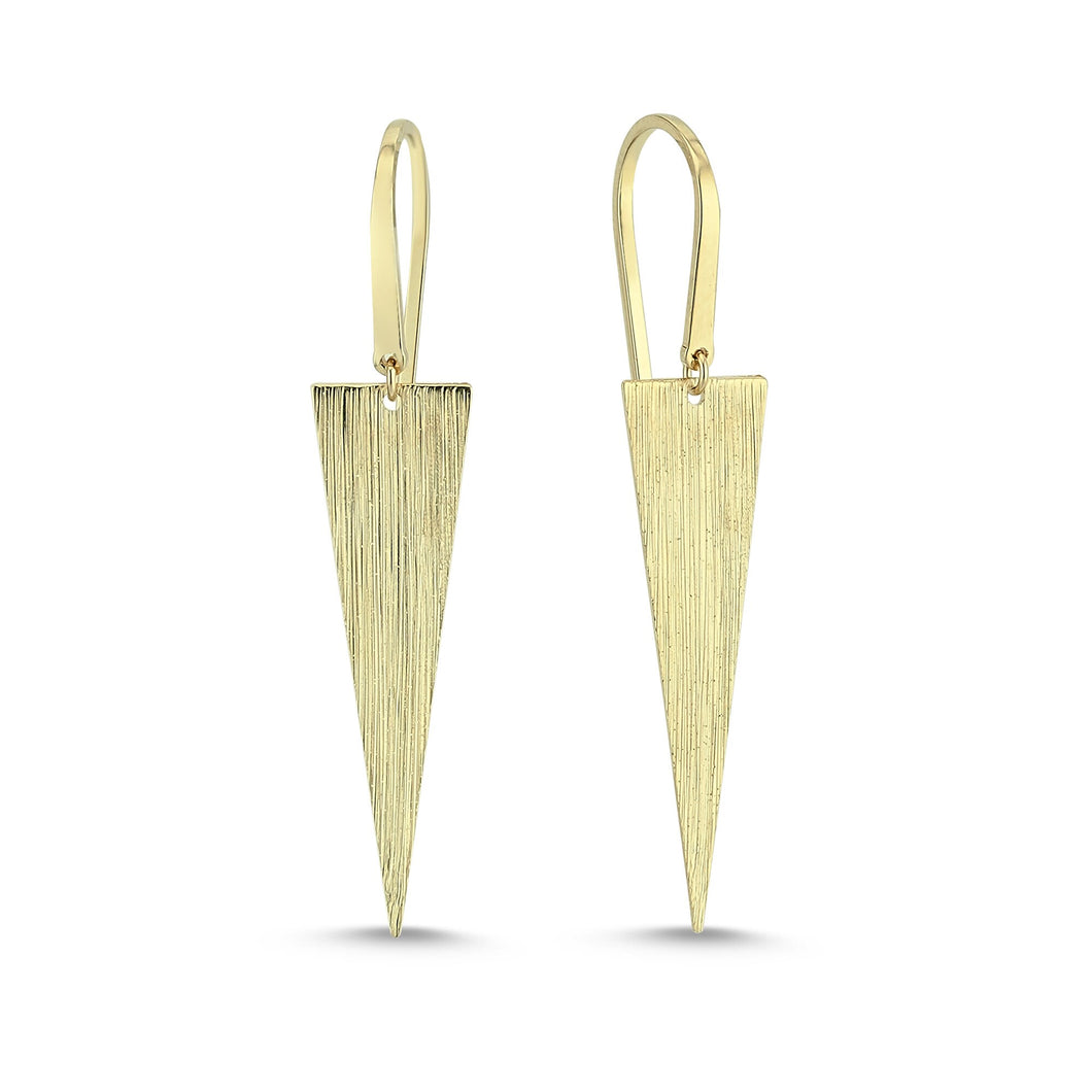 Large Spike Charm Dangle Earrings in Matte Finish Gold
