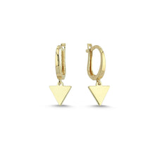 Load image into Gallery viewer, Cute Triangle Charm Dangle Earrings in Real Yellow Gold
