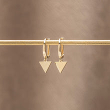 Load image into Gallery viewer, Cute Triangle Charm Dangle Earrings in Real Yellow Gold
