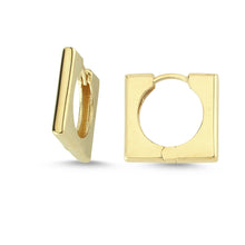 Load image into Gallery viewer, Simple Square Shape Hoop Earrings in Yellow Gold
