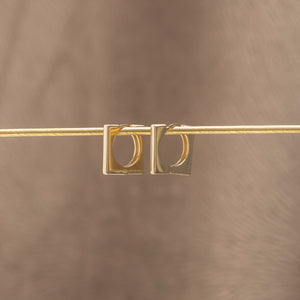 Simple Square Shape Hoop Earrings in Yellow Gold